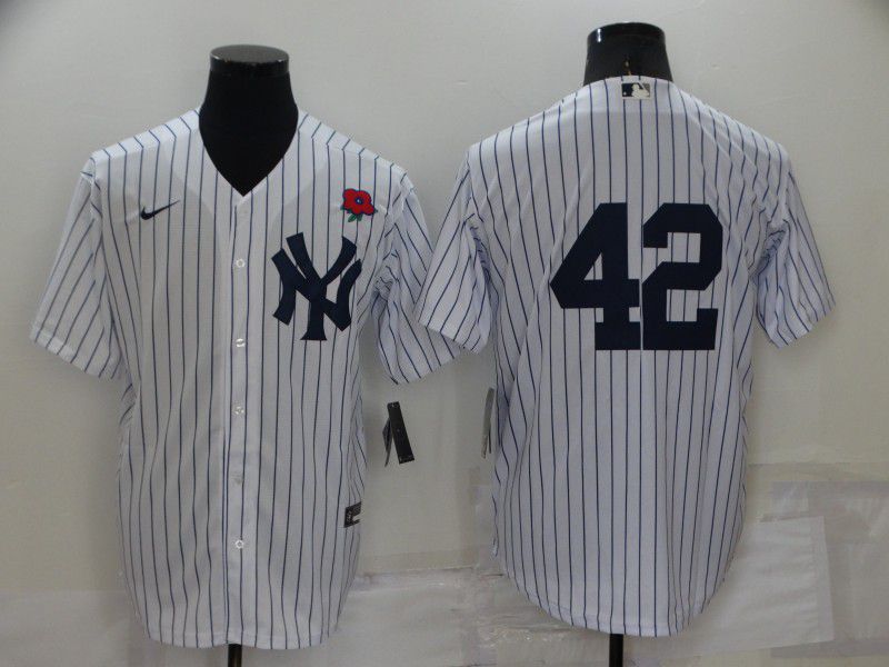 Men New York Yankees 42 No Name White Strip Game 2022 Nike MLB Jersey